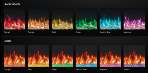 Napoleon Entice Electric Fireplace flame colors and lights