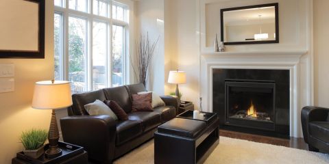 Fireplace in den