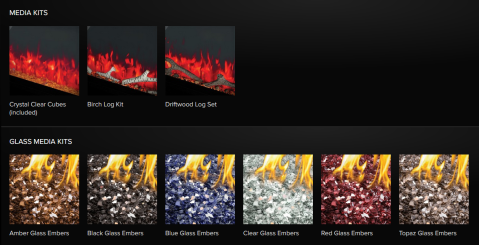 Napoleon Entice Electric Fireplace log sets and glass media