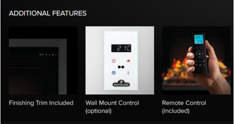 Napoleon Elevation Electric Fireplace NEFB42H-MF additional features