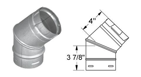 M&G DuraVent PelletVent Pro 45 Degree Elbow - Galvalume - 4PVP-E45 // 4PVP-E45