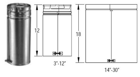 M&G DuraVent 18'' Round Gas Vent 18'' Length Round Adjustable Pipe - 18GV18A // 18GV18A