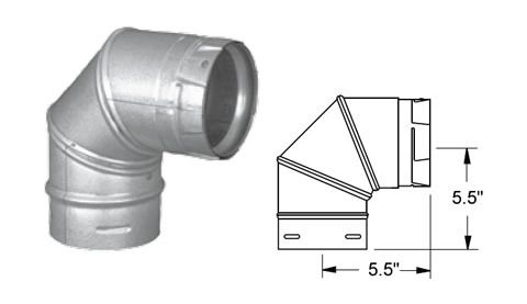 M&G DuraVent PelletVent Pro 90 Degree Elbow - Galvalume - 4PVP-E90 // 4PVP-E90