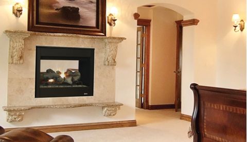 Superior 35" Direct-Vent Fireplace, Top/Rear Combo, See-Through, Louvered - DRT35ST
