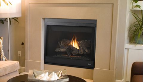 Superior 45" Direct-Vent Fireplace, Top/Rear Combo, Front View, Louverless - DRT4045