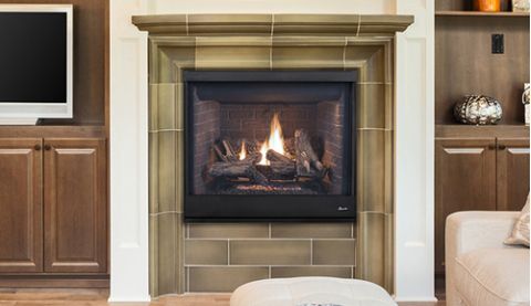 40" Direct-Vent Fireplace, Top/Rear Combo, Front View, Louverless - DRT4240