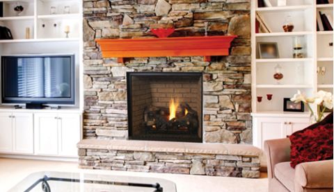 Superior 40" Direct-Vent Fireplace, Top Vent, Front View, Louverless - DRT6340