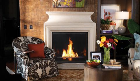 Astria Montebello DLX 45 Direct-Vent Fireplace - Top Vent - Front View - Louverless - MONTEBELLODLXCD45