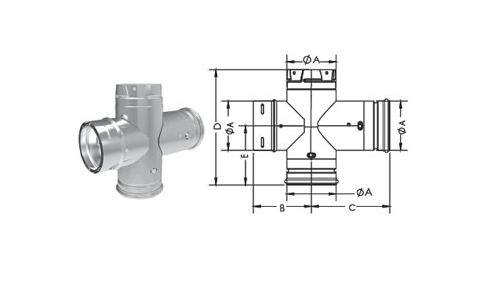 DuraVent 4" PelletVent Pro Double Tee w/ Clean-Out Tee Cap - 4PVP-DBT1