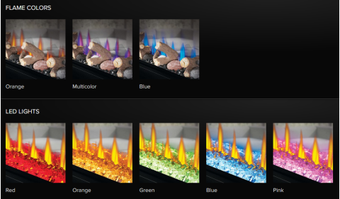 Napoleon CLEARion Elite See Through Electric Fireplace EFBD50HE Flame colors and LED lights