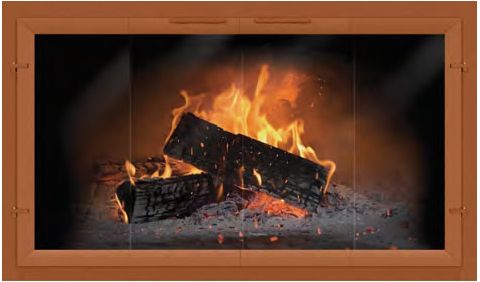 Thermo-Rite Normandy Clearview Bi-Fold Custom Fireplace Glass Door - Welded Aluminum - NORMANDY-CLEARVIEW-BI-FOLD (shown in Textured Copper)