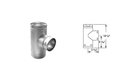 Security Chimneys 4" Secure Pellet Increaser Tee with Clean-Out Tee Cap - 4SPVTW4