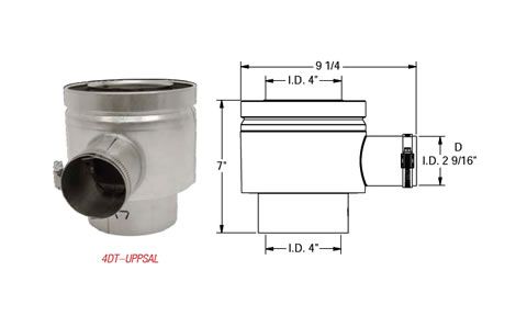 Selkirk 4x6 Direct-Temp Ultimate Pellet Pipe Pellet Stove Adapter Low Profile - 1604840 - 4DT-UPPSAL