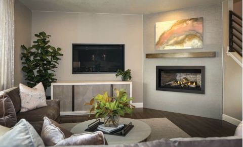 Fireplace in den
