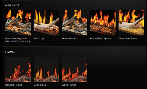 Napoleon Luminex Electric Fireplace Media Kits and flames