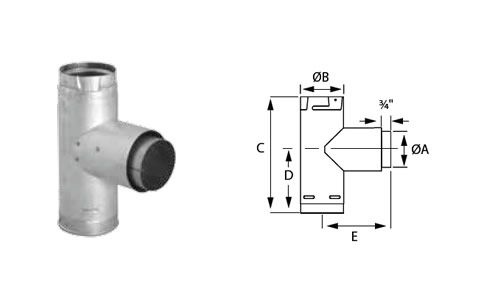 Security Chimneys 3" Secure Pellet Adapter Tee with Clean-Out Tee Cap - 3SPVTAB