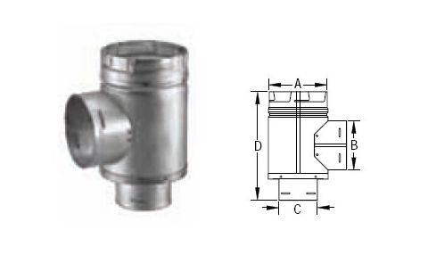 M&G DuraVent 5" DuraConnect I Increaser Tee - 3" Br/4" base