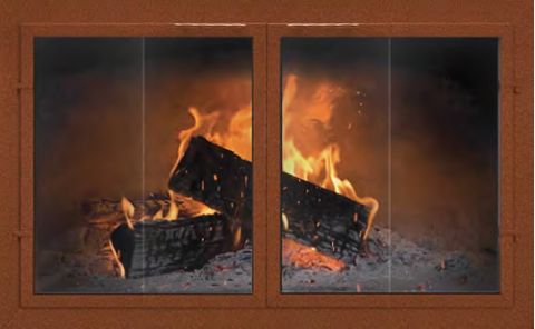 Thermo-Rite Normandy Bi-Fold Custom Fireplace Glass Door - Welded Aluminum - NORMANDY-BI-FOLD (shown in Textured New Rust)