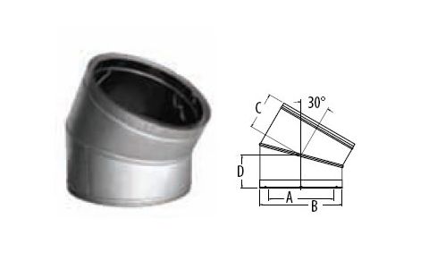 M&G DuraVent 20'' DuraTech 30 Degree Elbow - Stainless Steel - 99666SS // 20DT-E30SS