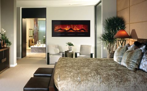 Amantii 50'' WM-BI Flushmount Electric Unit w/ Black Glass Surround - No Mood Light - BI-50-FLUSHMT-BLKGLS
