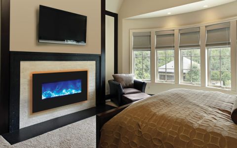 Amantii 34'' Electric Unit with 44'' x 23'' Black Glass Surround - WM-BI-FI-34-4423-BLKGLS