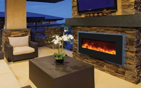 Amantii 48'' Electric Unit with 58'' x 23'' Black Glass Surround - WM-BI-FI-48-5823-BLKGLS
