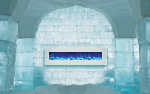 Amantii 72'' Electric Unit with 81'' x 23'' White Glass Surround - WM-BI-72-8123-WHTGLS