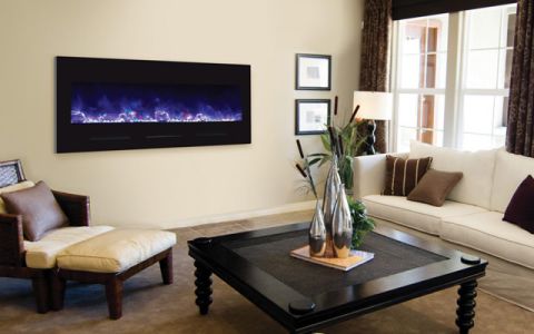 Amantii 50'' Electric Unit w/ Black Glass Surround No Mood light - BI-FI-50-FLUSHMT-BLKGLS