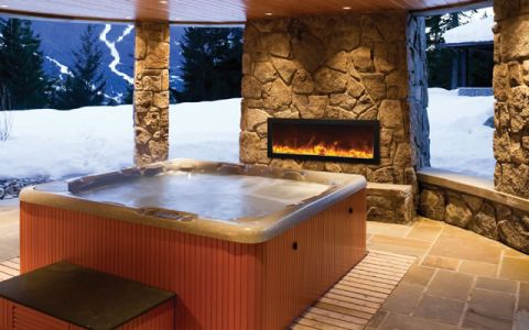 Amantii 40'' Slim Outdoor Electric Built-in only with black steel surround - BI-40-SLIM-OD