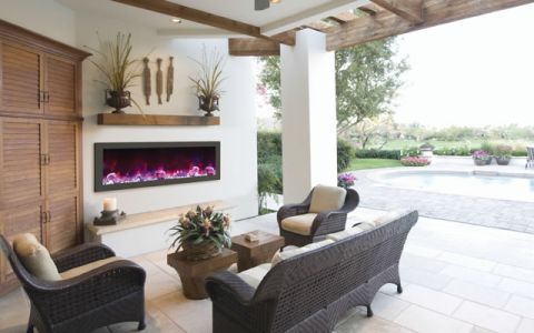 Amantii 50'' Slim Outdoor Electric Built-in only with black steel surround - BI-50-SLIM-OD