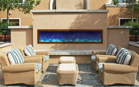 Amantii 72'' Slim Outdoor Electric Built-in only with black steel surround - BI-72-SLIM-OD