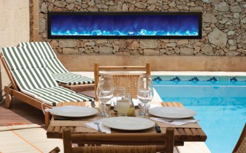 Amantii 88'' Slim Outdoor Electric Built-in only with black steel surround - BI-88-SLIM-OD