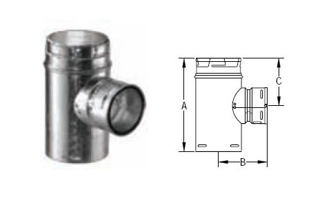M&G DuraVent 4'' Round Gas Vent Increaser Tee 4'' x 3'' - 4GVTR3 // 4GVTR3