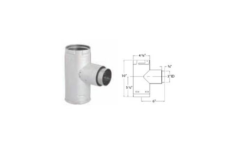 M&G DuraVent 3'' PelletVent Pro Increaser Adapter Tee w/Clean-Out Tee Cap - Black - 3PVP-TADX4B // 3PVP-TADX4B