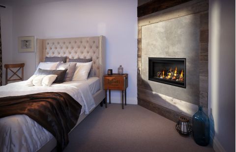 Bedroom with fireplace