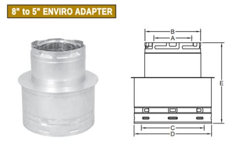 Metal-Fab Direct Vent 8" to 5" Enviro Adapter - 8DV5A