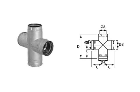 Security Chimneys 3" Secure Pellet Double Tee with Clean-Out Tee Cap (Black) - 3SPVBTX
