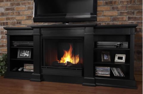 Real Flame Fresno Entertainment Unit w/ Gel Fireplace (Black) G1200-B