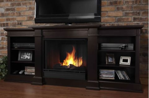 Real Flame Fresno Entertainment Unit w/ Gel Fireplace Walnut G1200-DW