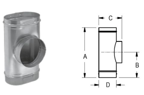 M&G DuraVent 8'' DuraLiner Oval Tee With Round Branch With Cap - 4867-O // 8DLR-OTRB