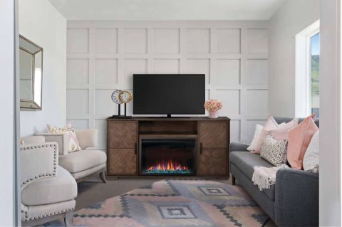 Napoleon Hayworth Media Console with 30 Inch Firebox in living room