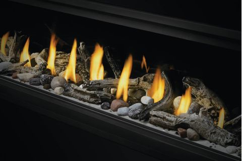 Flames in fireplace