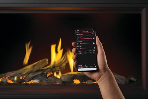 Burning fire luminous logs