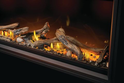 Burning fire luminous logs