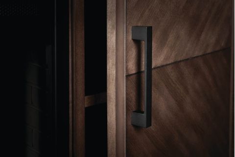 Napoleon Hayworth Media Console with 30 Inch Firebox cabinet hardware detail