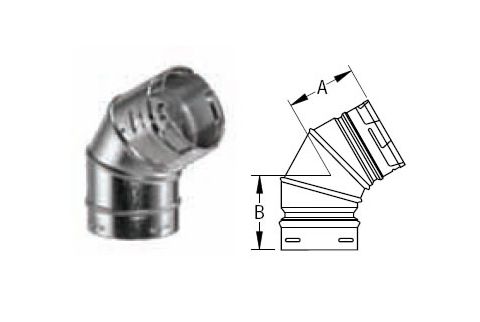 M&G DuraVent 5'' Round Gas Vent 45/60 Degree Adjustable Elbow - 5GVL45 // 5GVL45