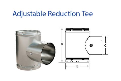 DuraVent 10 B-Vent 10x10x8 Adjustable Reducing Tee - 10BVTR8A