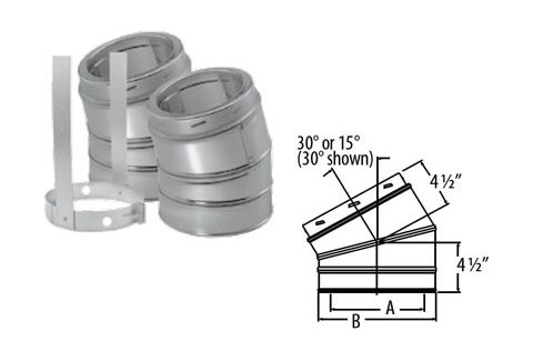 M&G DuraVent 6'' DuraTech 15 Degree Elbow Kit - Galvalume - 9464GAKIT // 6DT-E15K
