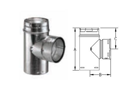 M&G DuraVent 28'' Round Gas Vent Standard Tee - 28GVT // 28GVT