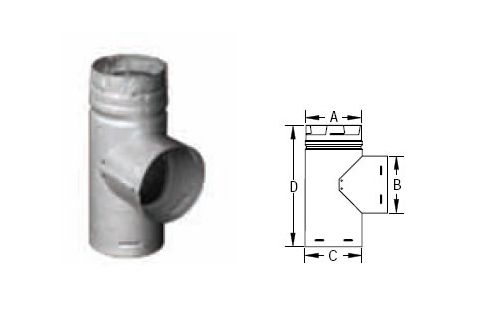 M&G DuraVent 5" DuraConnect I Standard Tee - 3" Branch at 90 Degrees